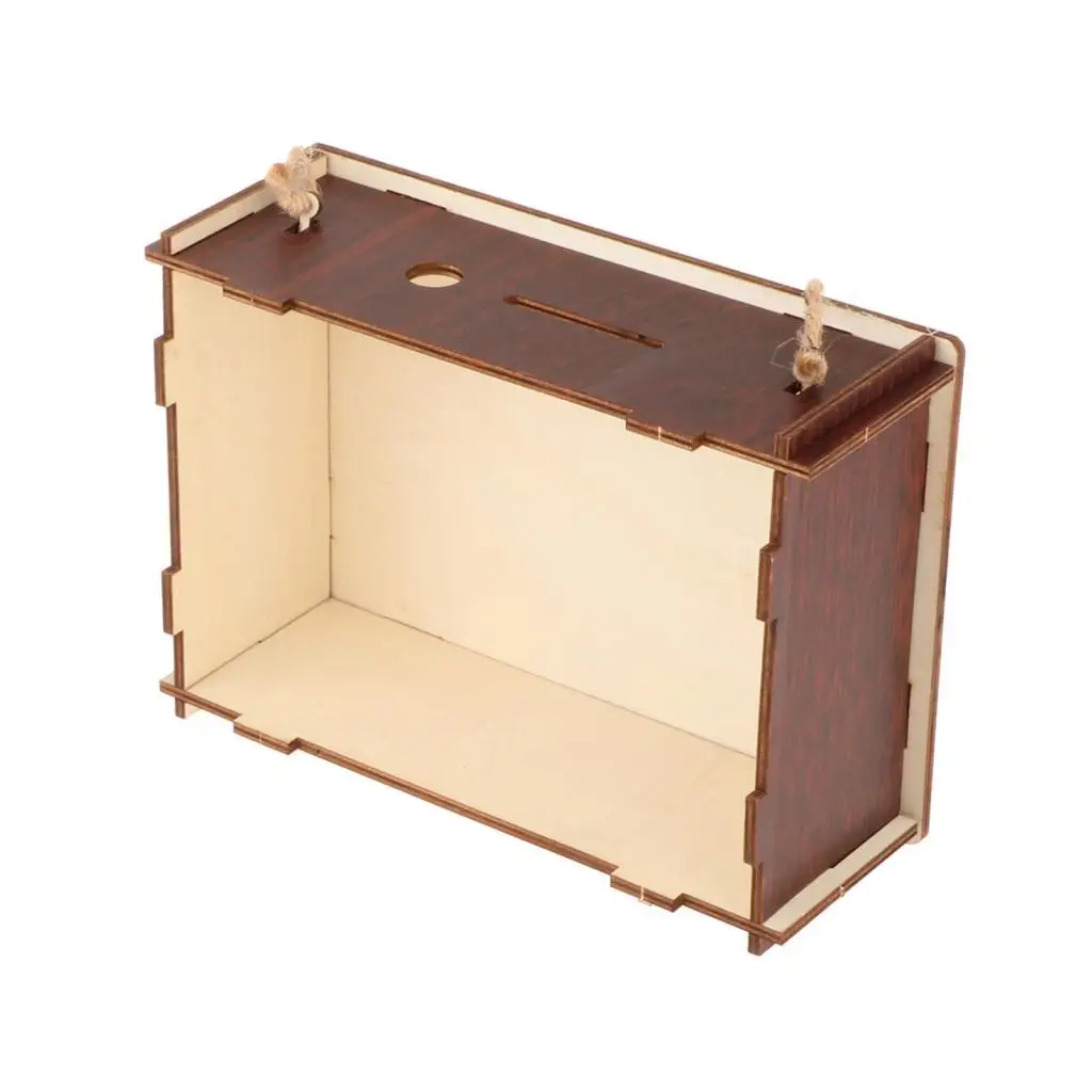 Piggy Bank Wooden Money Box Reusable Children Retro Savings Goal Desktop and