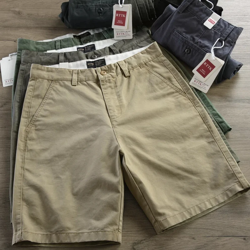 

904# 2024 Summer New American Retro Woven Twill Cargo Shorts Men's Simple 100% Cotton Washed Casual Straight Five-point Pants