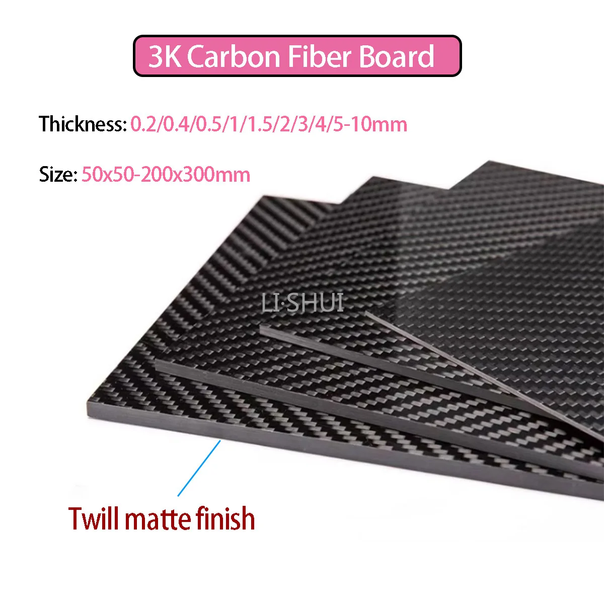 THK=0.2/0.4/0.5/0.6/0.8 -10mm Matte flat surface Carbon Plate Panel Sheets High Composite Hardess Material Carbon Fiber Board