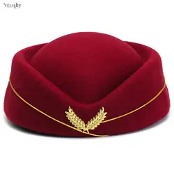 Stewardess Hat Woolen Flight Attendant Air Hostess Hat for Party Cosplay