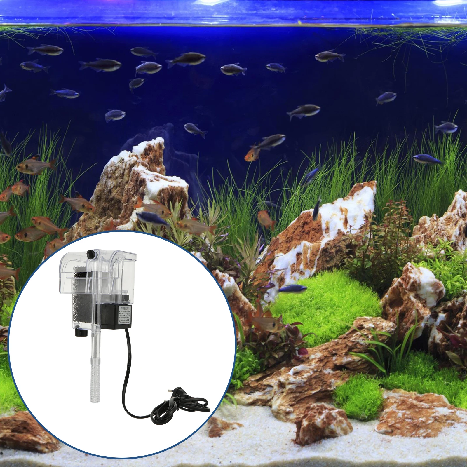 

Turtle Tank Filter 3W Aquarium Pump Fish Tank Water Fountain EU Plug Energy saving Adjustable Flow Replaceable Material Pet