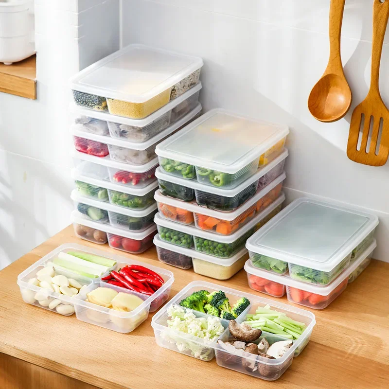 Refrigerator Storage Box Large Transparent Freeze Meat Vegetable Fresh-Keeping Storage Container with Lid for Kitchen Storage