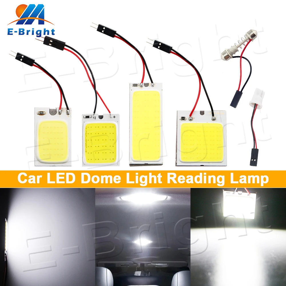 

1x Car LED T10 Festoon W5W C5W T4W LED COB Panel Lamps Vehicle Auto Interior Reading Lamp Dome Light Map Light DC 12V