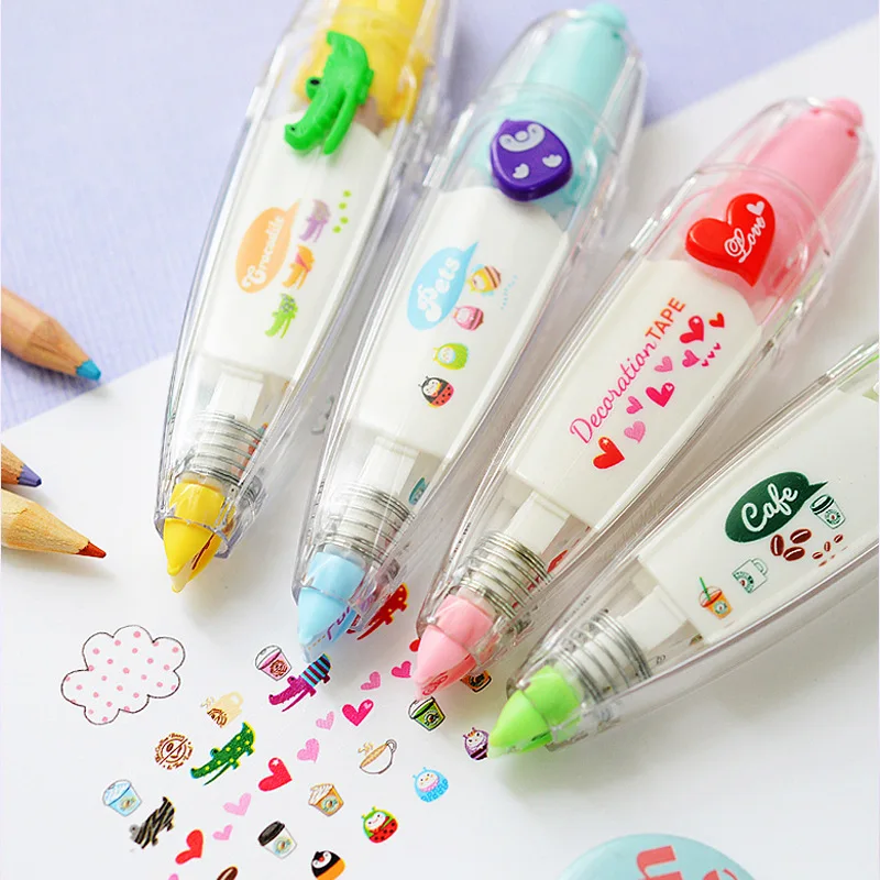 Kawaii Animals cat dog Owl Crocodile Flower Press Type Decorative Correction Tape Diary Stationery School Supply