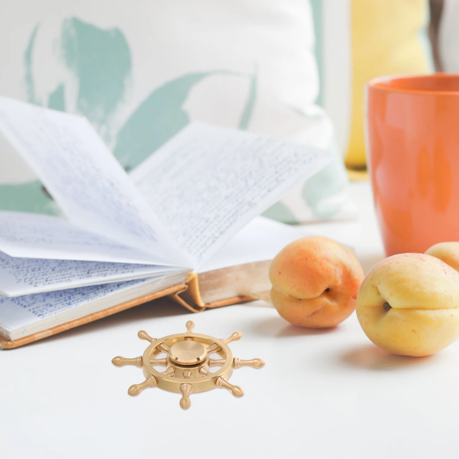 1 stücke Messing Schiff Rad Dekor Drehbare Ruder Spirale Nautischen Figur Schreibtisch Büro Wohnzimmer Marine Thema Top Spielzeug