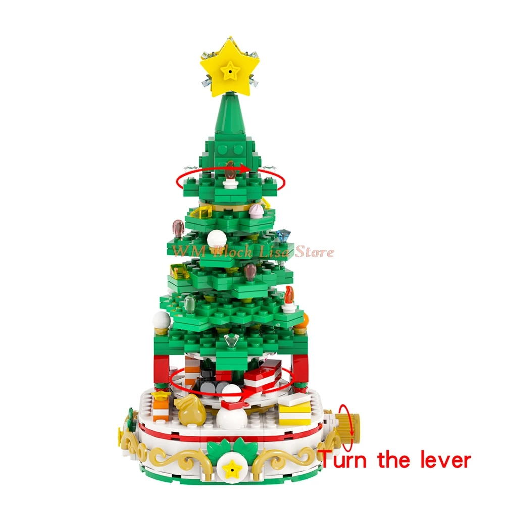 قوالب بناء شجرة عيد الميلاد للأطفال ، ألعاب الطوب ، سانتا كلوز ، إكليل الثلج ، الأيايل ، القطار ، الجرس ، حلبة التزلج ، متوافقة ، هدايا الأصدقاء #4