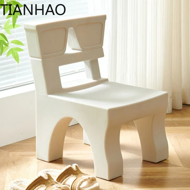 Nordic Plastic Backrest Stool,Home Living Room,Study Bench,Modern Doorstep,Shoe Changing,Low Stools Furniture Chair Customized