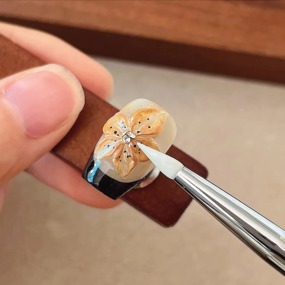 1/2 stücke Doppel Kopf Silikon Nail art Geschnitzte Pinsel 2in1 Carving Blume Malerei UV Kleber Mix Nagel Builder stift 16*1 cm Maniküre Werkzeug