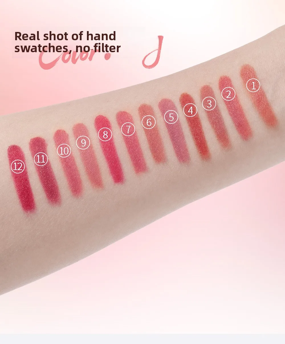 MISS ROSE 12 Colors Lip & Blush Dual-use Palette Matte Lip Mud Lip Gloss Multi-functional Makeup Palette Lipstick Blush Cosmetic