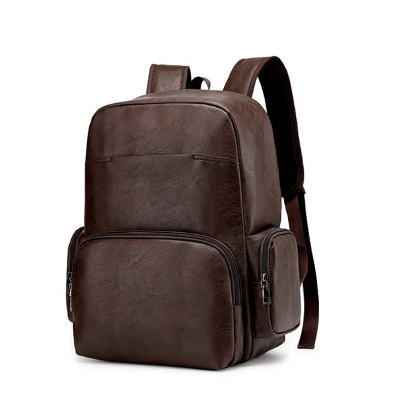 Men Leather Bagpack Fashion Travel Backpack Student Bookbag Retro Trend Leather School Bags Men Computer Notebook Rucksack