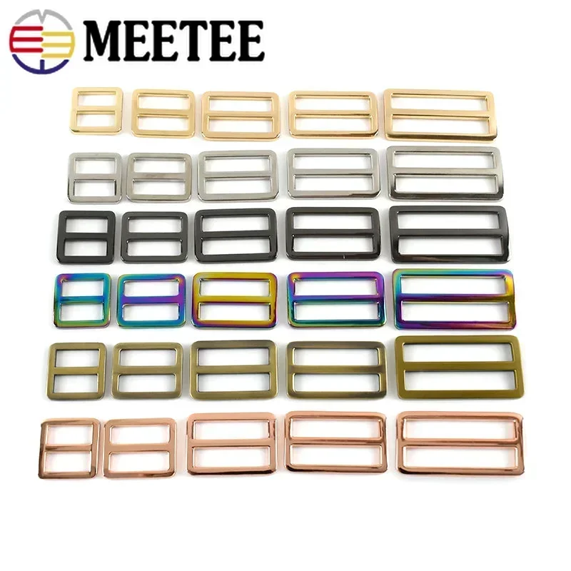 5Pcs Metal Bag Strap Buckles Web Belt Rectangle Ring Buckle Tri-glide Slider Loop Adjuster Backpack Clasp Hook DIY Accessories