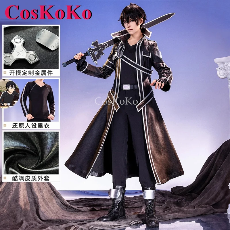 CosKoKo Kirito/Kirigaya Kazuto Cosplay Sword Art Online Costume Fashion Handsome Combat Uniform Halloween Role Play Clothing New