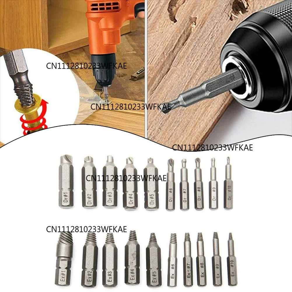 10Pcs 4/6.35mm Damaged Screw Extractor Drill Bit Set Stripped Screw Extractor Kit For  Hexagon Screws Broken Bolt Extractor