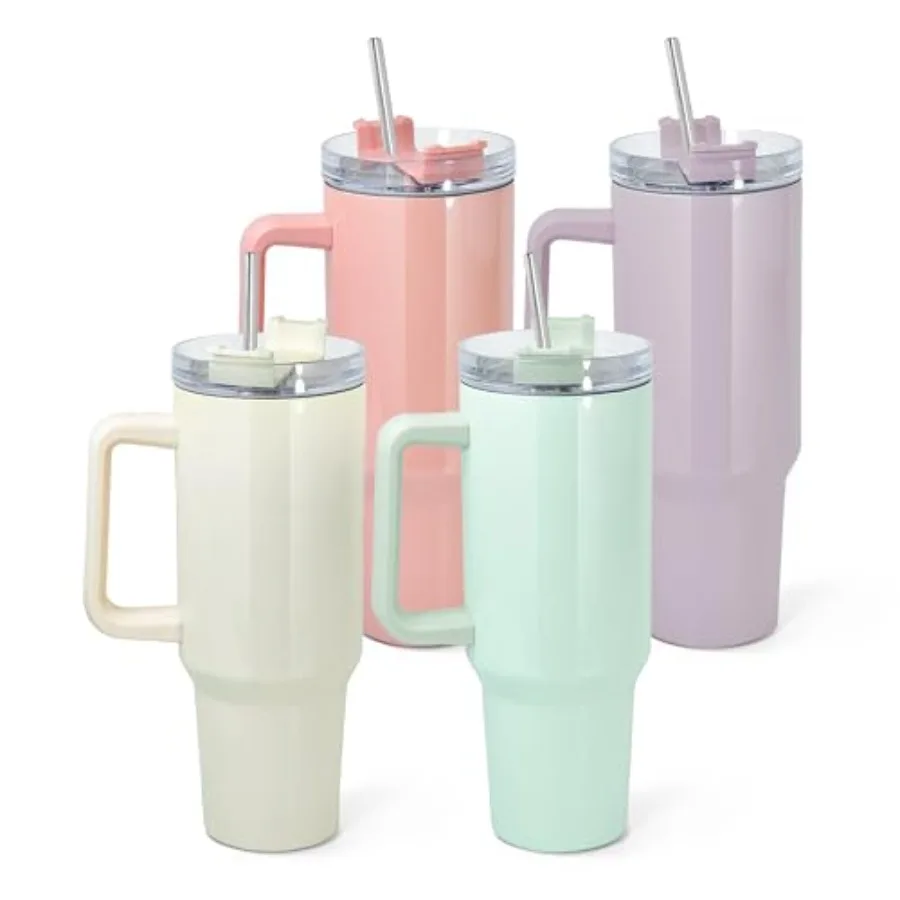 

0 oz Sublimation Tumbler with Handle and Straw Stainless Steel Insulated Tumblers Blanks Water Bottle Travel Cups, Macaron