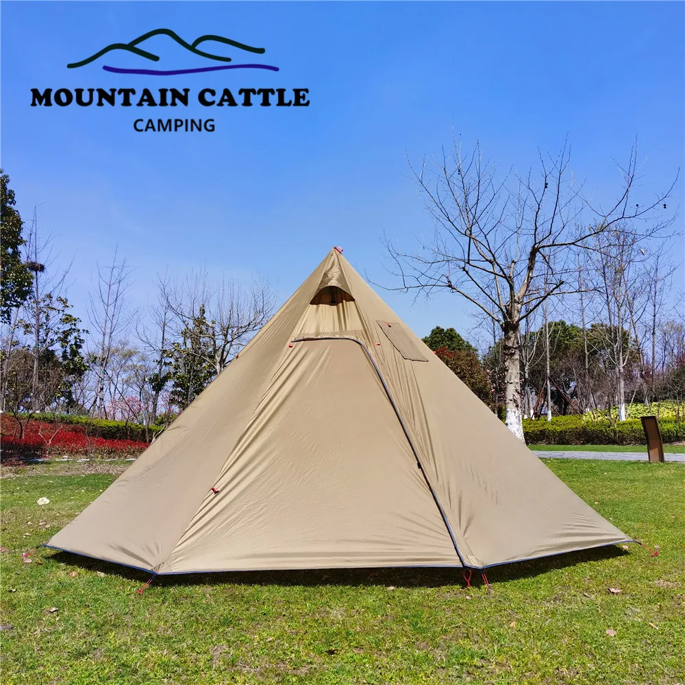 

2-3 Person Winter Pyramid Tent Ultralight with Stove Jack Teepee Tent 400 Hight 2.2M Outdoor Camping Backpacking Hot Tent