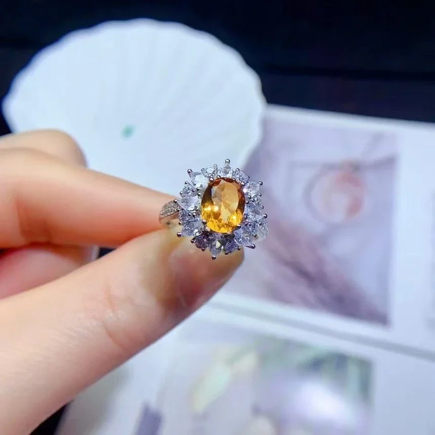 

Кольцо с натуральным цитрином класса VVS, 7 мм * 9 мм, серебряное кольцо с цитрином 2 карата, камень ноября, серебро 925 пробы, кольцо с желтым кристаллом для вечеринки