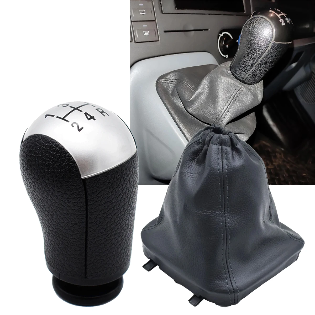 

Black Stitch Gear Stick Gaiter For For Ford Fiesta MK5 Shifter Lever Knob Gaitor Boot Cover Pu Leather Retaining Frame Case