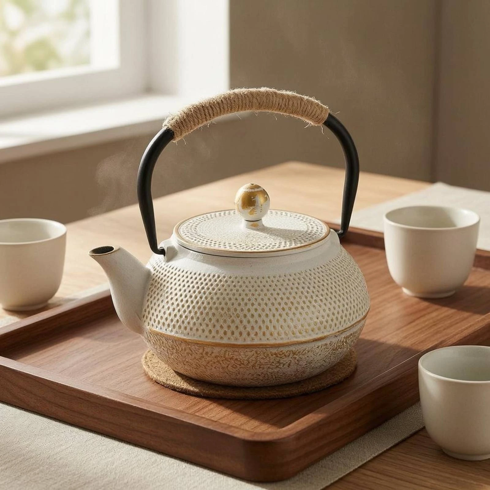 Cast Iron Teapot Speckled Cast Iron Tea Kettle Tea Kettle Fitted Lid Boiling Pot Stovetop Safe