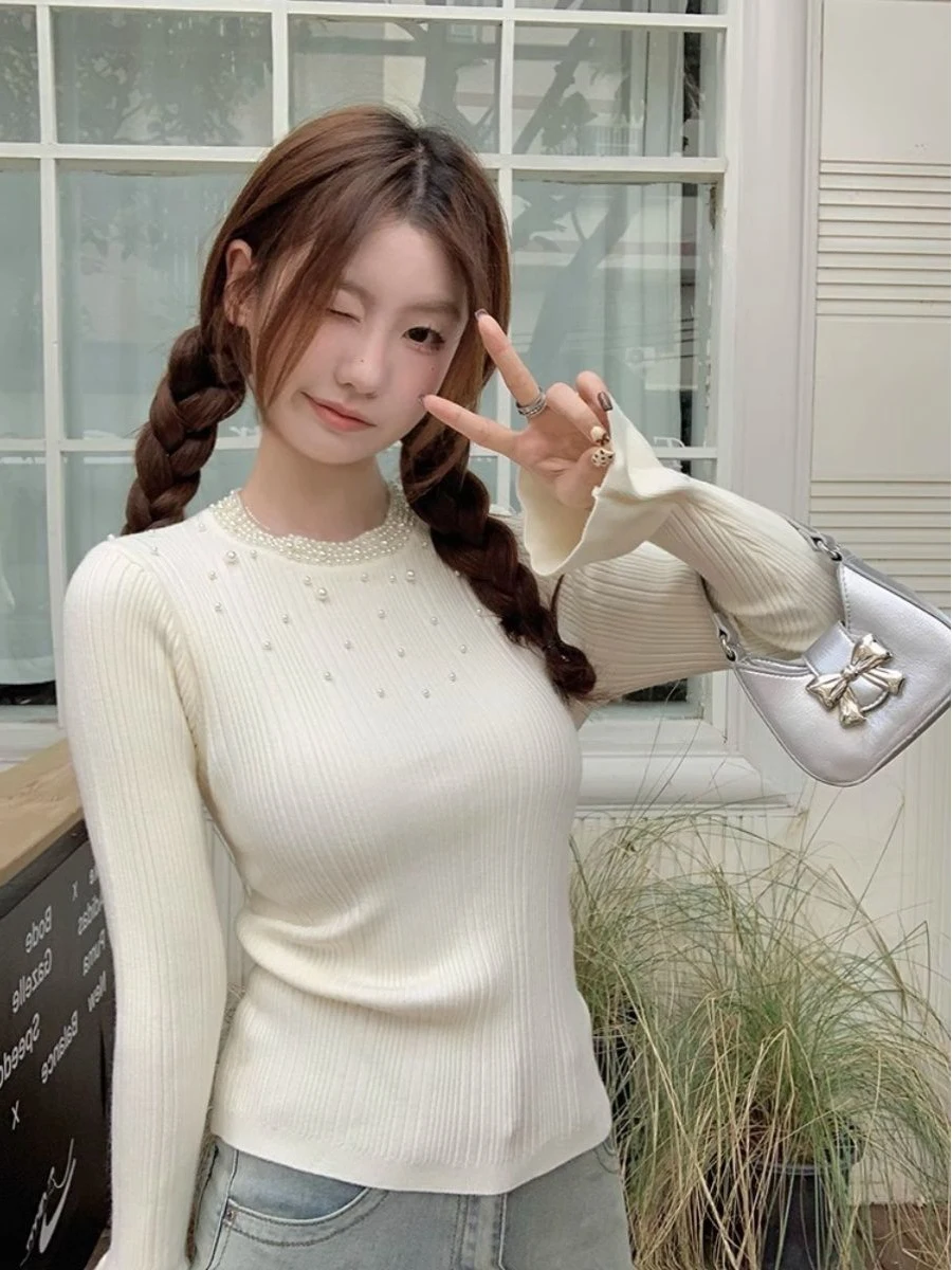 Hiver 2025 tricots pour femmes décontracté Sle Long Sve Bell Sve pull de luxe Aosphère fait à la mode haut Ci marche vêtements intérieurs