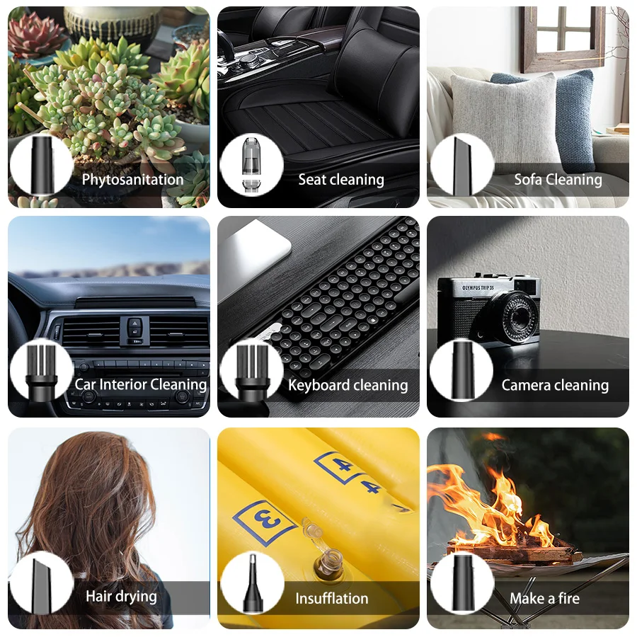 LED Display 120000RPM Brushless Jet Fan Electric Air Duster Mini Turbo Fan Dust Removal Jet Dry Blower Handheld Compressed