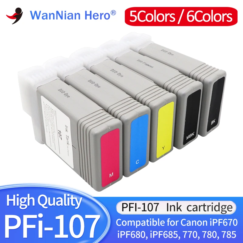 

6Colors 5Colors PFI-107 Compatible Ink Cartridge for Canon iPF670 iPF680 iPF685 iPF770 iPF780 iPF785 iPF-670 iPF-680 785 Printer