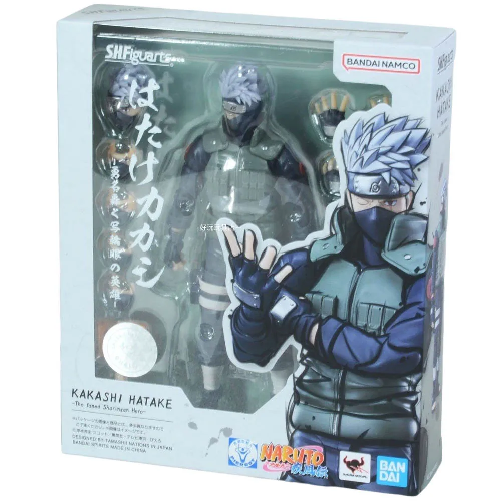 Bandai-SHFiguarts Naruto Hatake Kakashi Anime Action Figure, Poupées modèles à collectionner, Ornements de jouets, Cadeau de festival, Original, 16cm