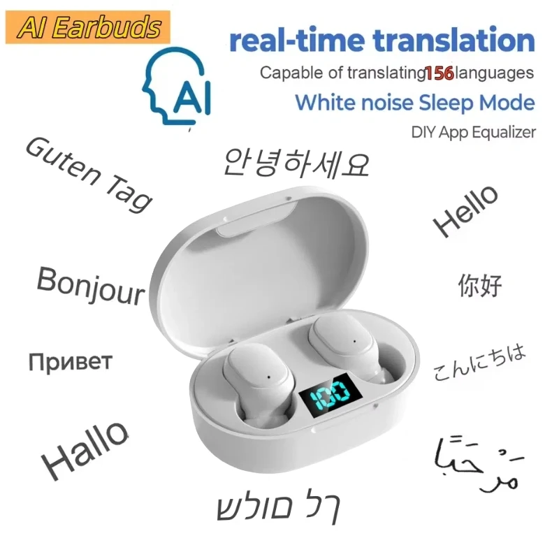 AI Translation Earbuds Magic APP 156 Languages Real time Translation Meeting Summary Bluetooth Earphones Business Travel