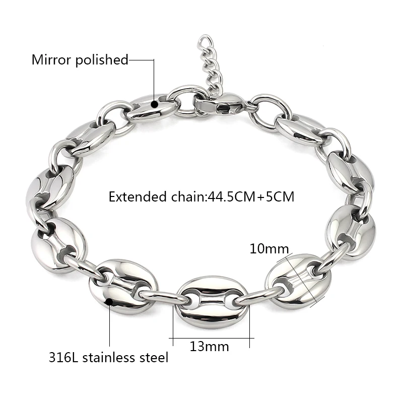 Novelty Coffee Bean Shaped Link Bracelets Stainless Steel Bracelet 18K Gold Plated Fashion Jewelry Gift Unique Design Accessory