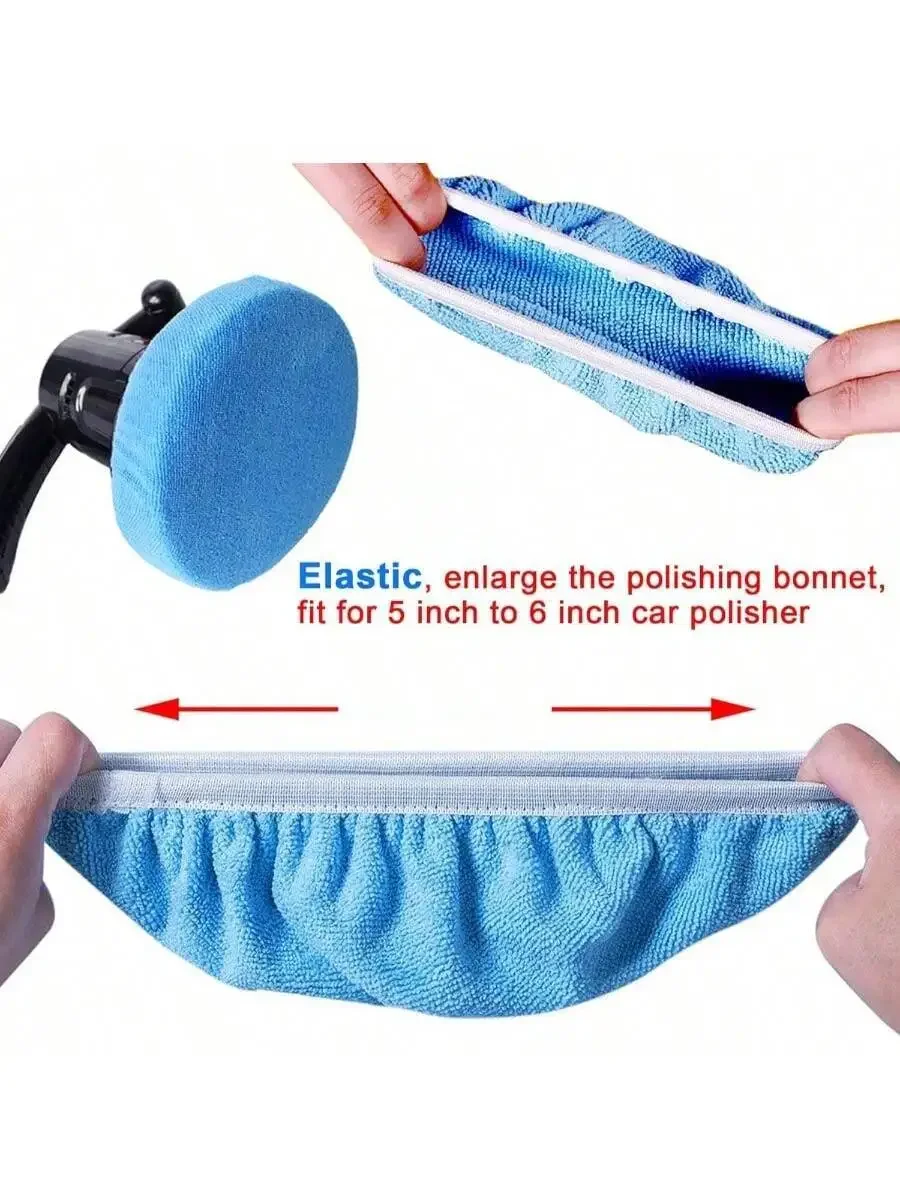 

12 Pieces Car Polisher Pad Bonnet 5 - 6 Inch Polishing Bonnets Microfiber Waxer Bonnet Polishing Pad Bonnet Buffing Pad Cover