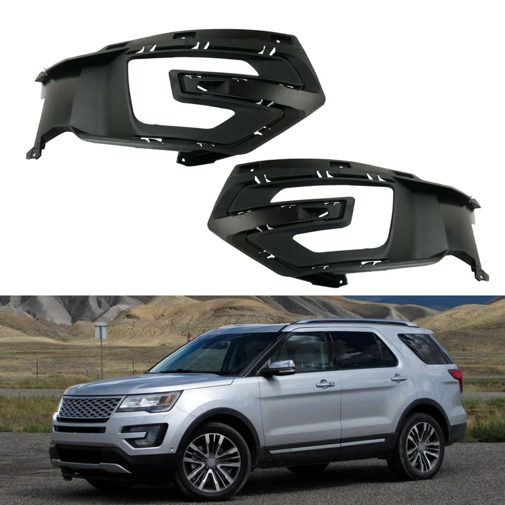 Car Left Front Bumper Fog Light Cover Bezel Fog Lamp Grille with Hole Replacement for Ford Explorer 2016