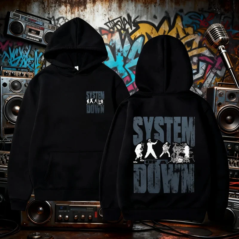 Sweat à capuche unisexe imprimé groupe rock rétro System of a Down, pull chaud style musique métal pour hommes et femmes, haut à capuche en option