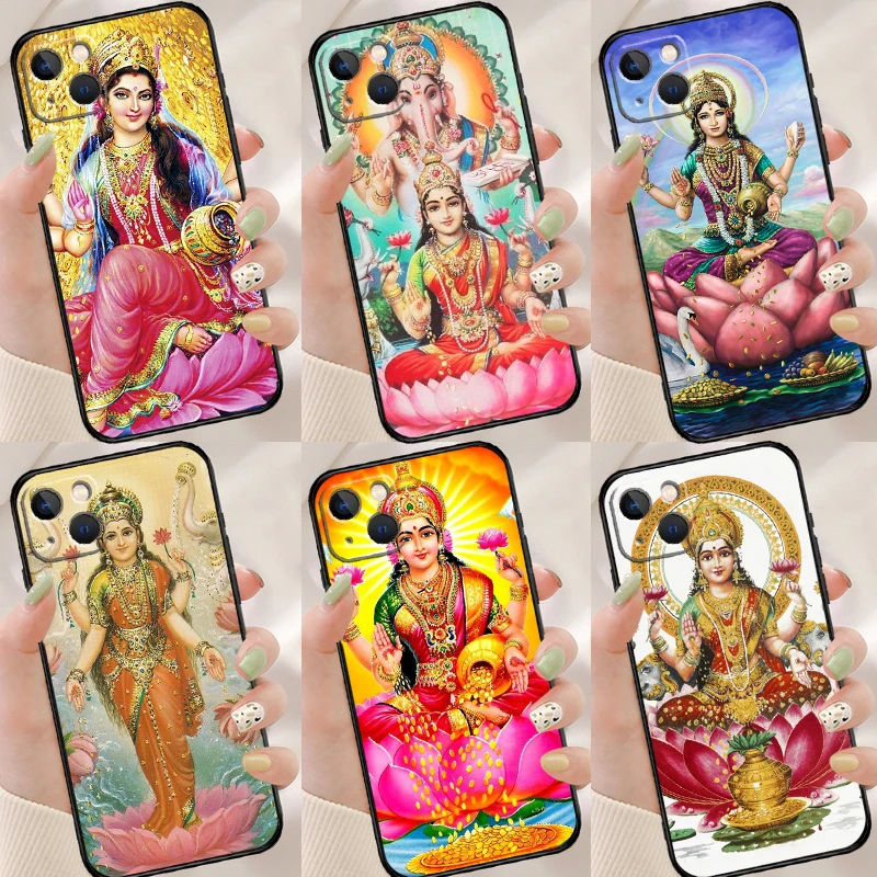 Lakshmi hinduska bogini miękka okładka dla iPhone 11 14 12 Pro X XS XR 7 8 Plus SE 2020 13 Pro Max odporna na wstrząsy obudowa telefonu