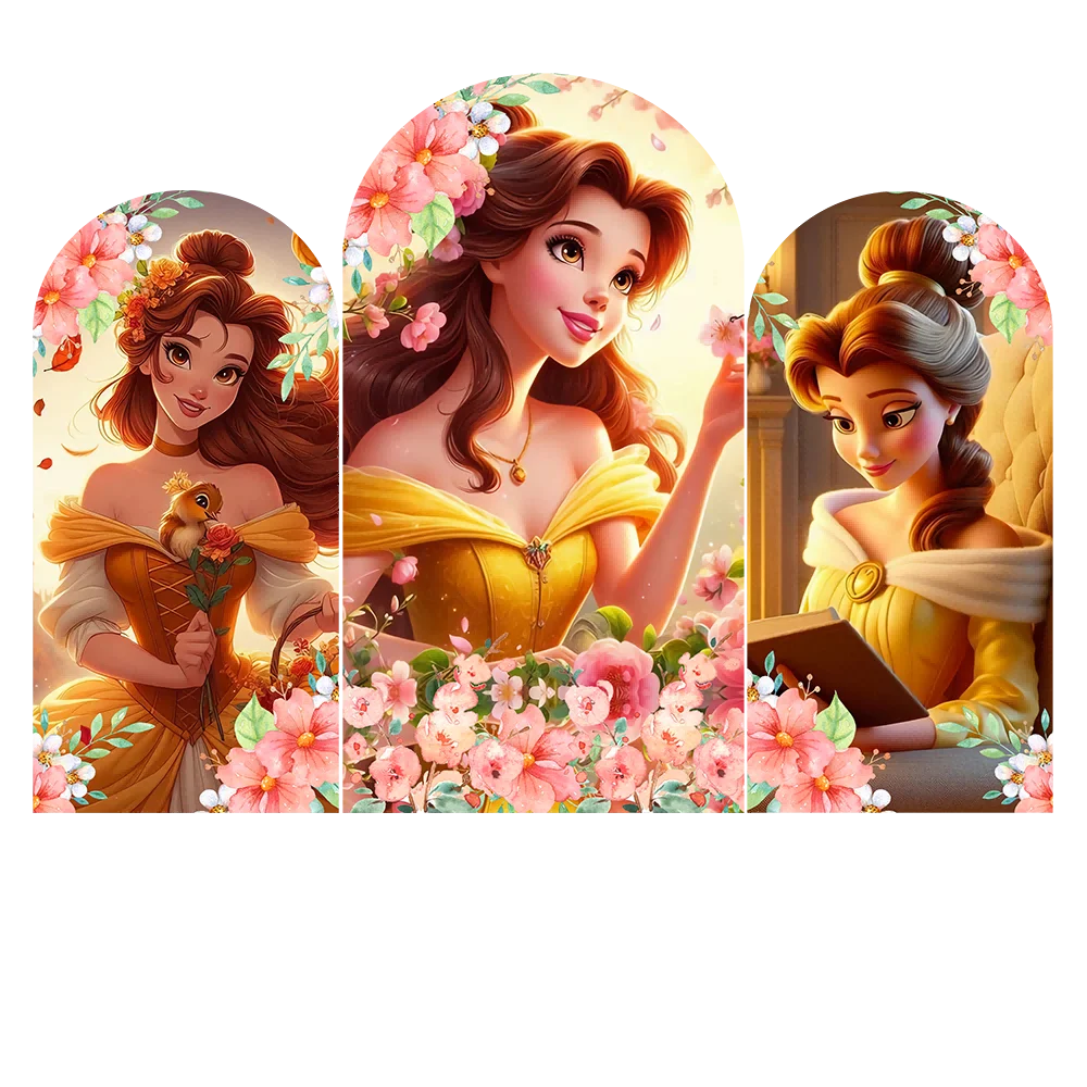 Disney Princess  Decors Round Customized Backdrop Kid's Birthday Decoration Party Backdrops Plinth Covers Photo Studio