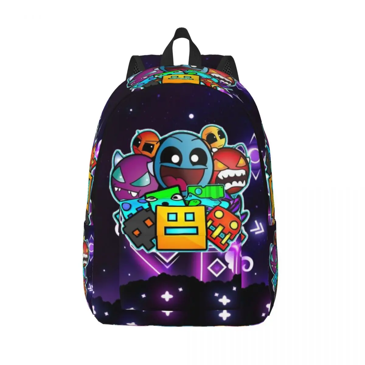 Geometry Dash Casual Backpack Outdoor High School Work Daypack for Men Women College Canvas Bags