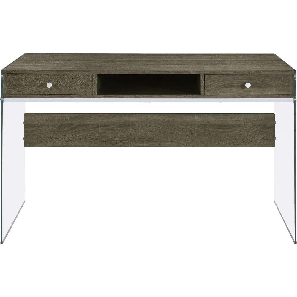 Mesa de escrita Dobrev de 48 polegadas com 2 gavetas cinza resistido 800818