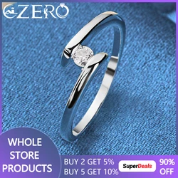 Charm 925 Sterling Silver Noble Crystal Rings For Women Simple 7-10 Size Wedding Engagement Fashion Party Gifts Propose Jewelry