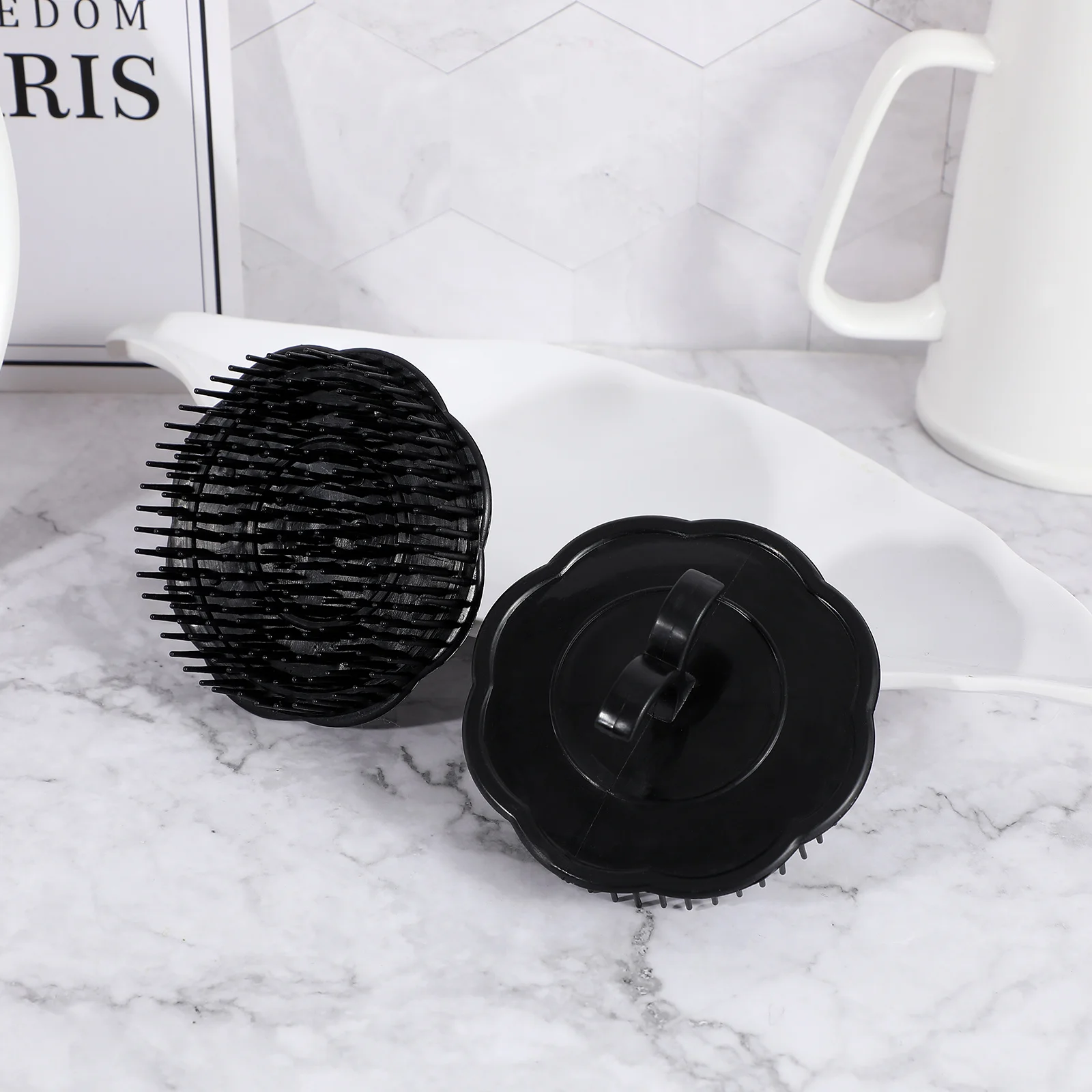 

Hair Massager Brush 4pcs Black Round Scalp Massage Comb for Shower Hair Wash Tool for Women and Men