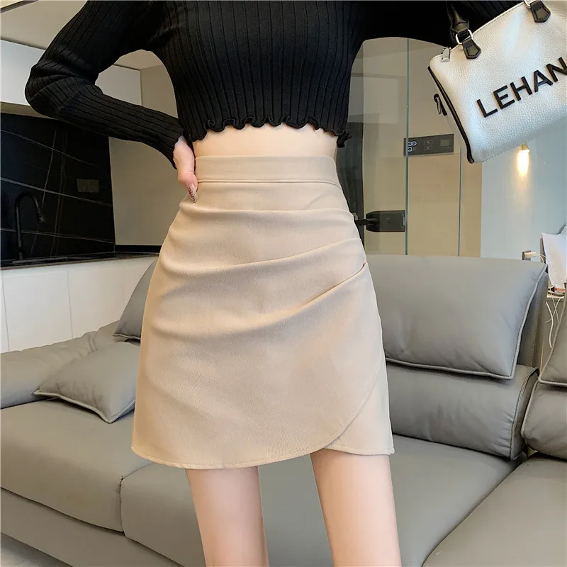 Chic High Waist Black Asymmetrical Short Skirt Sexy Slimming Korean Style Autumn Winter New Arrival Commute Embroidery Ladies...