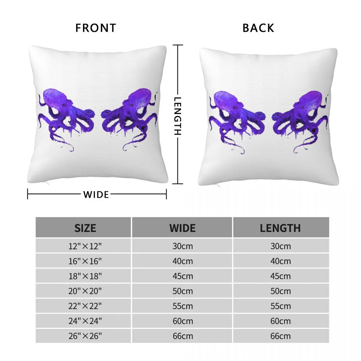 Roc Violet Square Pillowcase Pillow Cover Cushion Zip Decorative Comfort Throw Pillow for Home Living Room