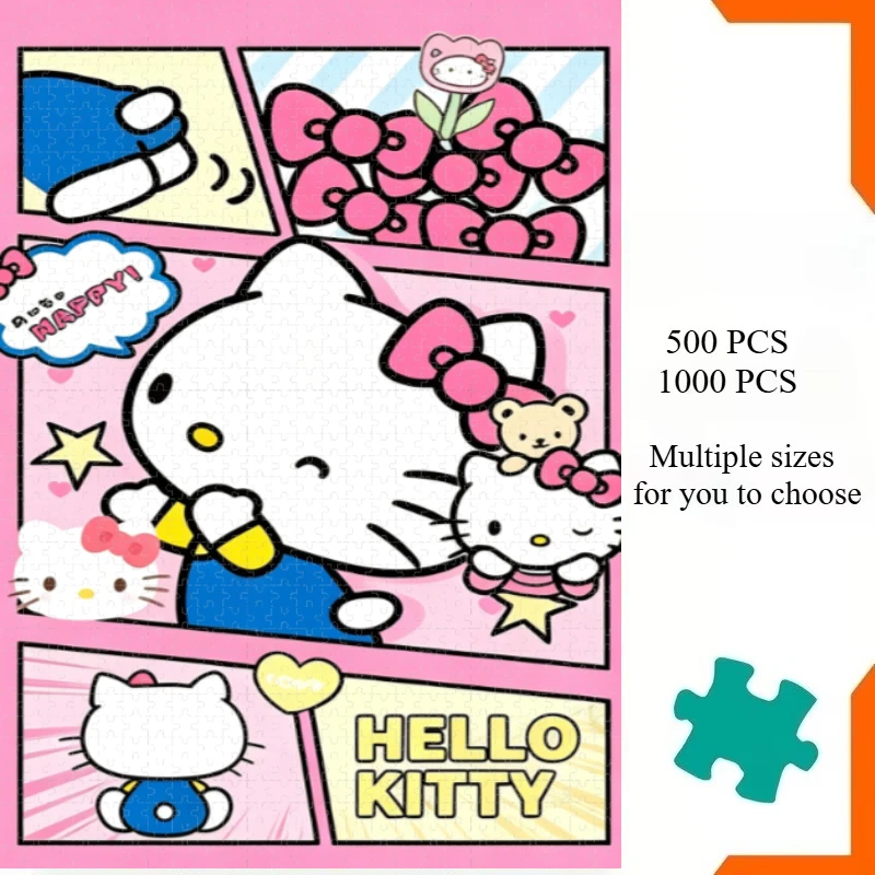 500/1000 Piece Sanrio Hello Kitty Jigsaw Puzzle Home Decor Adults Puzzle Games Family Fun Puzzles Educational Toys for Adults