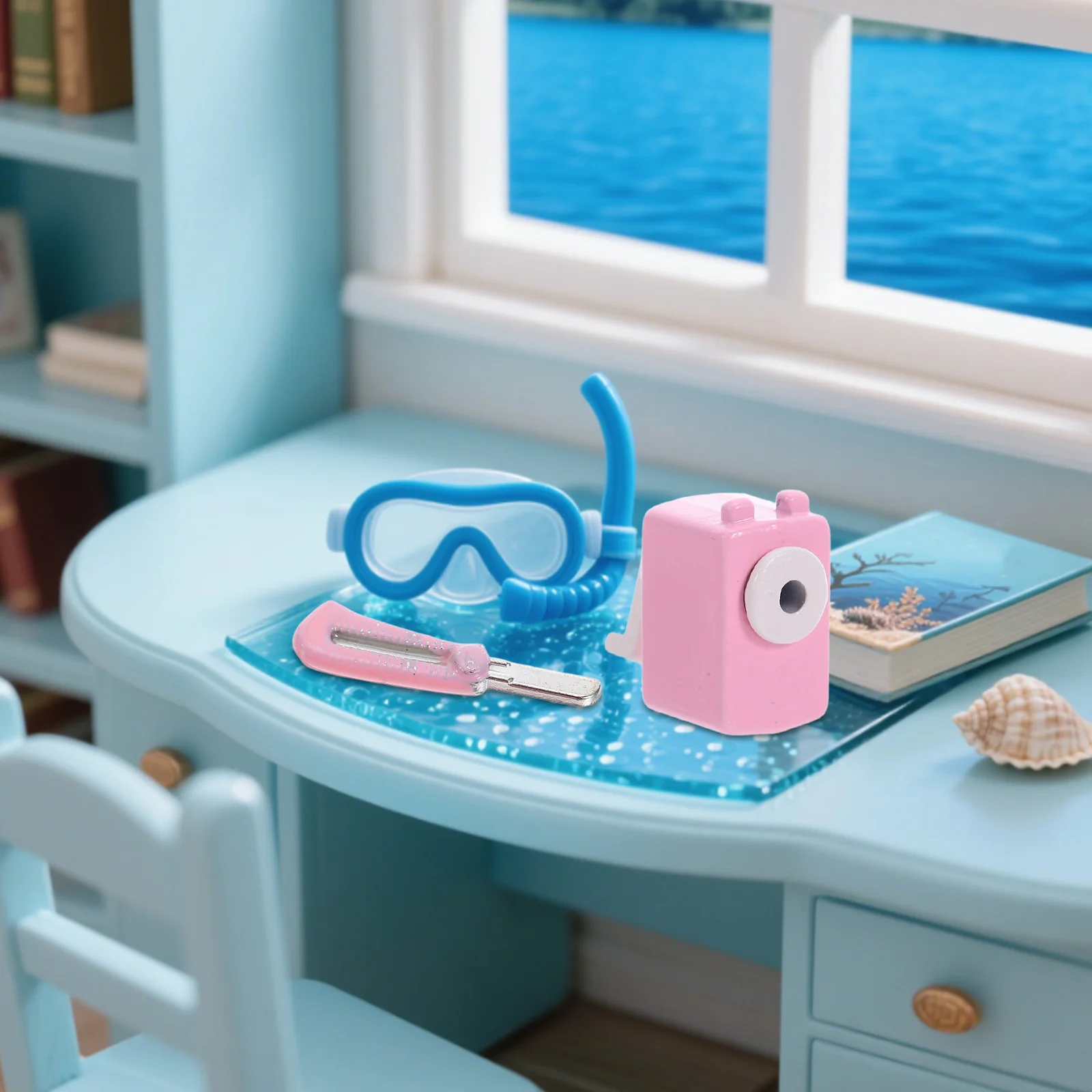 1 مجموعة مصغرة الفصول الدراسية اكسسوارات واقعية صغيرة البوصلة الرجعية براية أقلام صغيرة الحرفية القاطع دمية ديكور لوازم #1