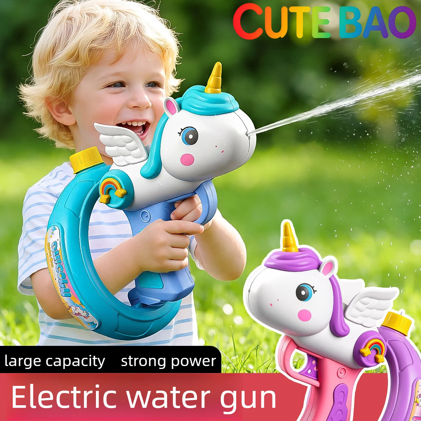 Einhorn Elektrische Wasserpistole mit Dauerfeuer, Große Kapazität, Hohe Reichweite, Sommer-Strand-Outdoor-Spielzeug