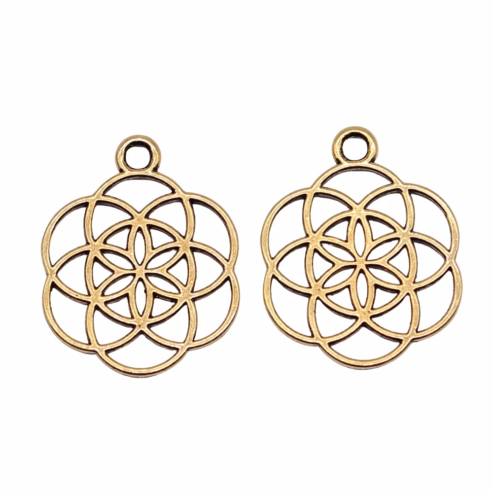 WYSIWYG 10pcs 42x35mm/25x20mm Small Flower Charms For Jewelry Making Hollow Flower Of Life Charms