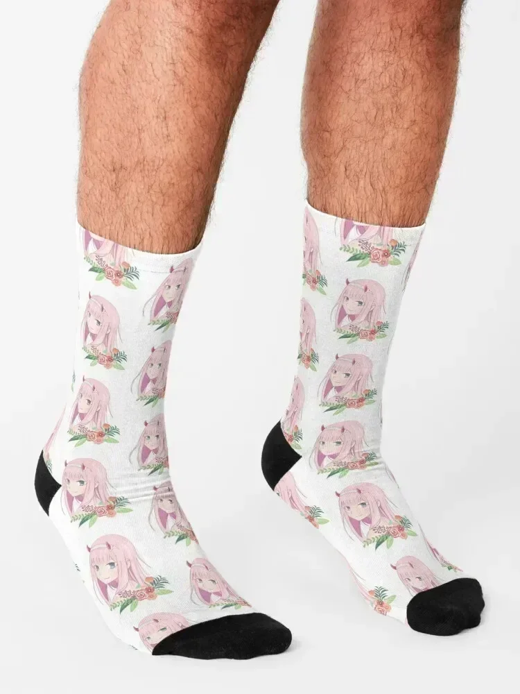 Zero Two, Darling in the Franxx Socks kids Crossfit floral designer brand Socks Girl Men's