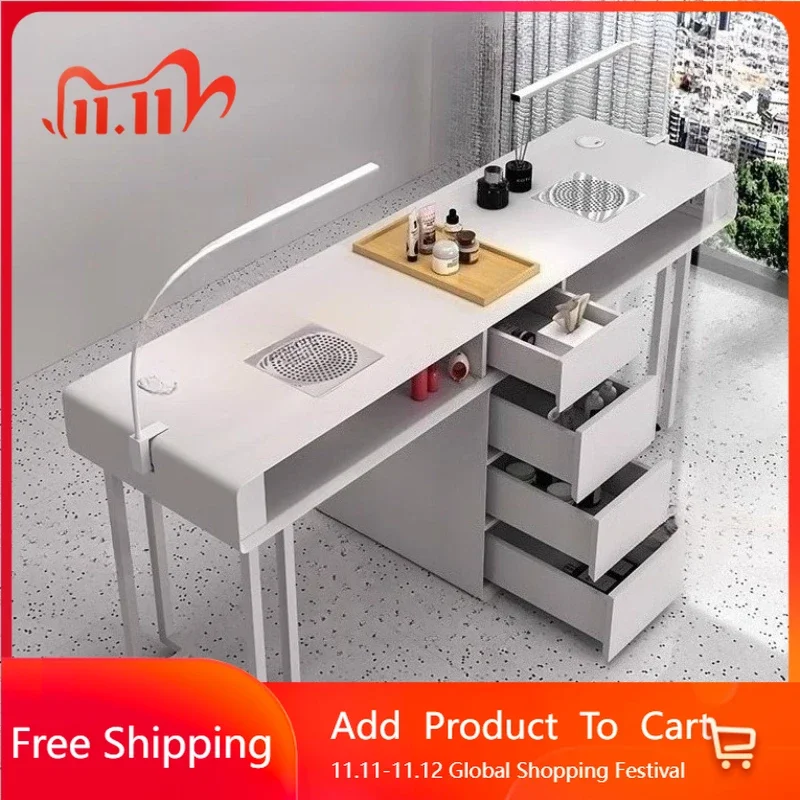 

Show Light Nail Desk Storage Hand White Professional Nail Desk Collector Tavolo Unghie Creative Tavolo Manicure Unique Furniture