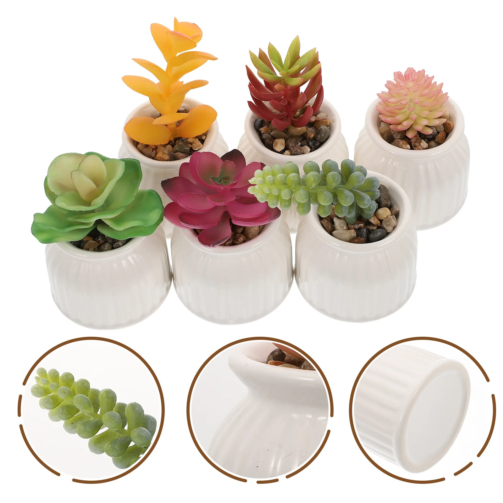 

6Pcs Artificial Succulent Plant Ornament Realistic Potted Plants Decor Desktop Bonsai Home Office Decoration Desktop Bonsai