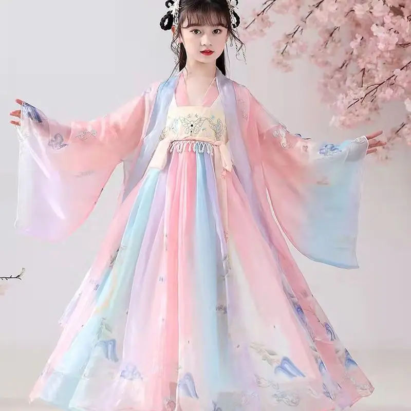 

Ancient Costume Super Fairy Girl's Skirt Hanfu Children's Women's Suit Chinese Style Dress Spring, Autumn and Summer New