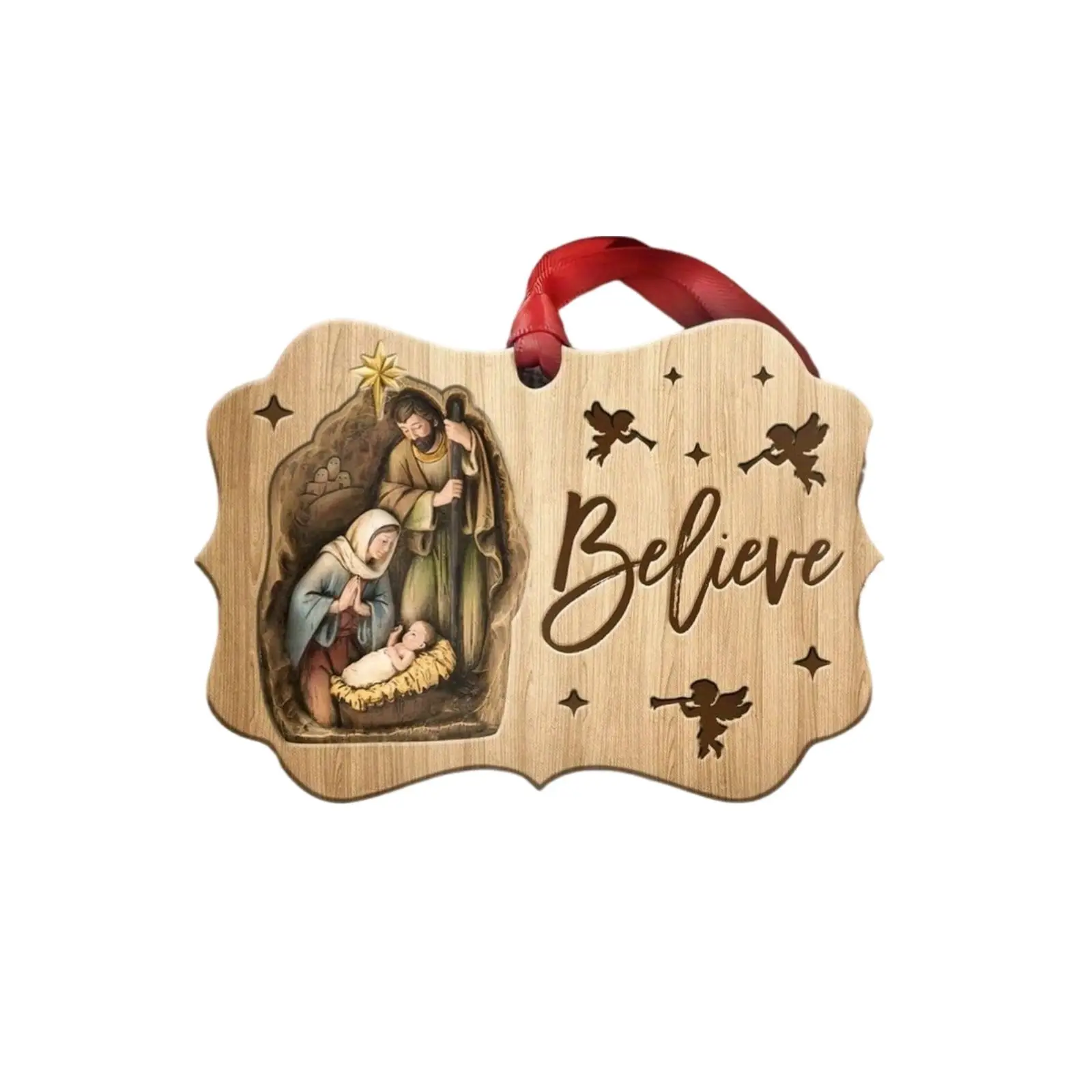 1/3 pieces of Jesus birth 2D scene manger acrylic decoration car interior pendant decoration Christmas tree decoration