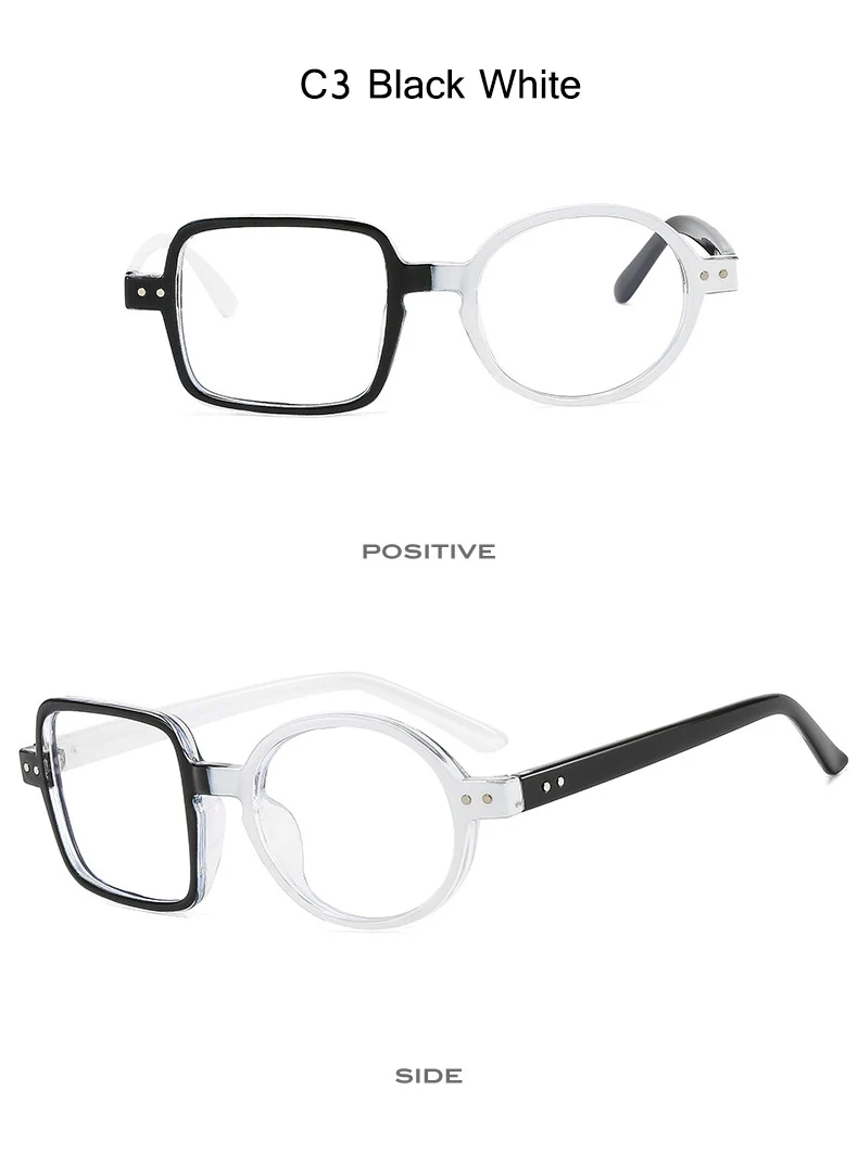 Oec cpo quadratische Brille Frauen Männer Mode klare Brille optische Brille Rahmen Persönlichkeit runde transparente Linse Spektakel – Detail 8