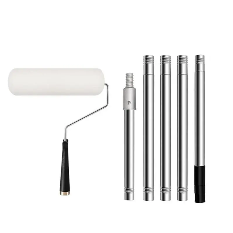 【big-deal】household-long-wall-painting-tool-extendable-roller-pole-with-3-brush-heads-831f